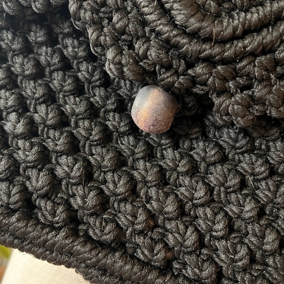 Vintage Macrame Shoulder Bag Black Boho Western Beach Casual - Picture 4 of 8